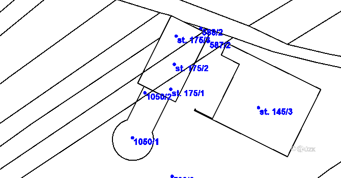 Parcela st. 175/1 v KÚ Milovice, Katastrální mapa