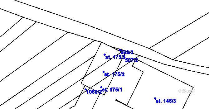 Parcela st. 175/3 v KÚ Milovice, Katastrální mapa