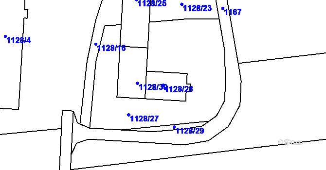 Parcela st. 1128/28 v KÚ Skržice, Katastrální mapa