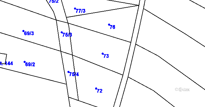 Parcela st. 73 v KÚ Soběsuky, Katastrální mapa