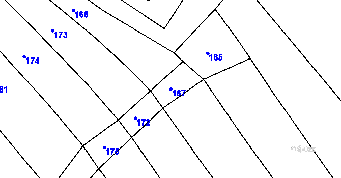 Parcela st. 167 v KÚ Soběsuky, Katastrální mapa