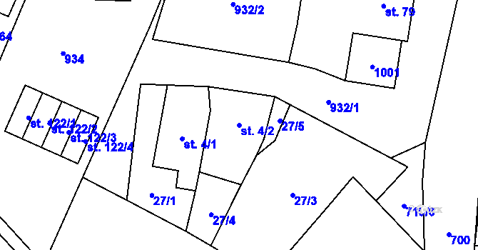 Parcela st. 4/2 v KÚ Soběsuky u Plumlova, Katastrální mapa