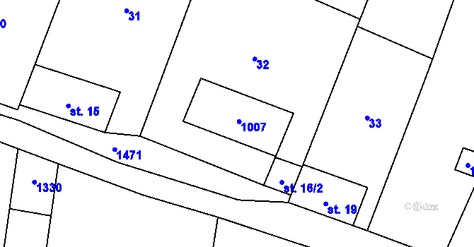 Parcela st. 16/1 v KÚ Soběsuky u Plumlova, Katastrální mapa