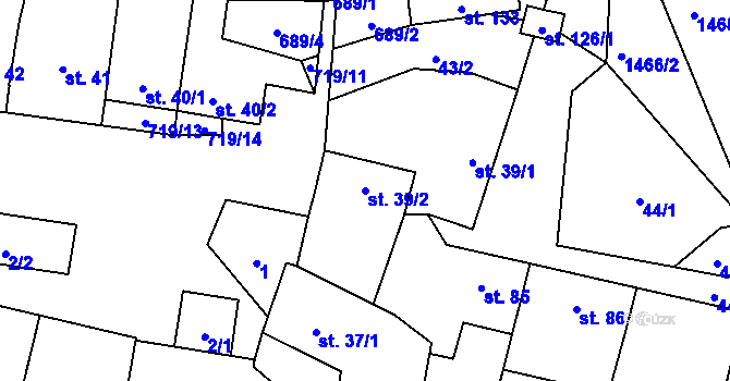 Parcela st. 39/2 v KÚ Soběsuky u Plumlova, Katastrální mapa