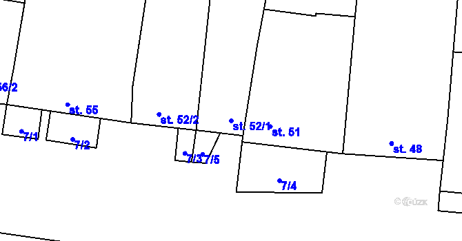 Parcela st. 52/1 v KÚ Soběsuky u Plumlova, Katastrální mapa