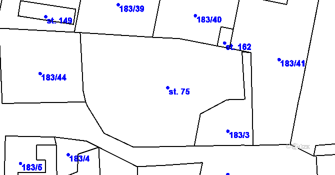 Parcela st. 75 v KÚ Soběsuky u Plumlova, Katastrální mapa