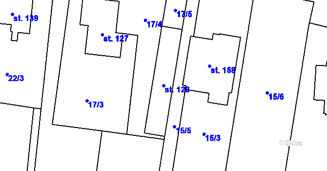 Parcela st. 128 v KÚ Soběsuky u Plumlova, Katastrální mapa