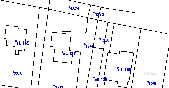 Parcela st. 17/4 v KÚ Soběsuky u Plumlova, Katastrální mapa