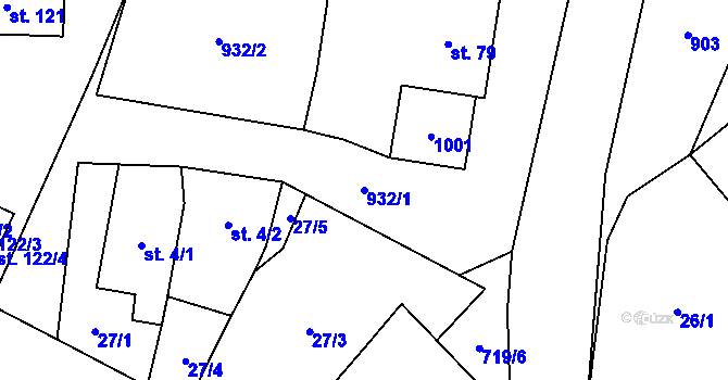 Parcela st. 932/1 v KÚ Soběsuky u Plumlova, Katastrální mapa