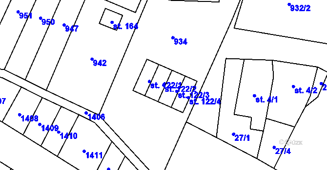 Parcela st. 122/2 v KÚ Soběsuky u Plumlova, Katastrální mapa