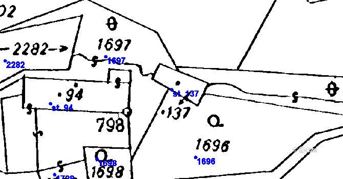 Parcela st. 137 v KÚ Soběšice u Sušice, Katastrální mapa