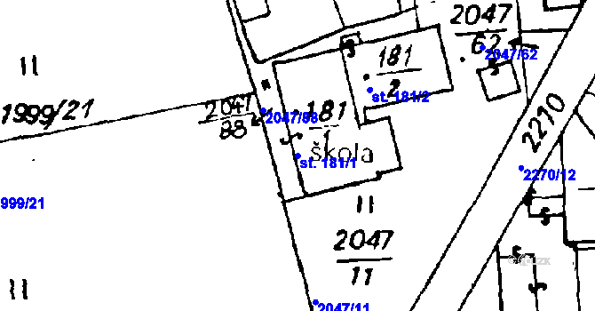 Parcela st. 181/1 v KÚ Soběšice u Sušice, Katastrální mapa