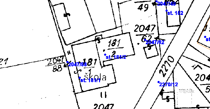 Parcela st. 181/2 v KÚ Soběšice u Sušice, Katastrální mapa