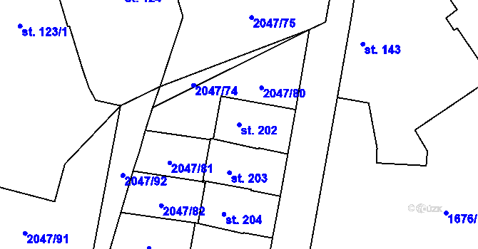 Parcela st. 202 v KÚ Soběšice u Sušice, Katastrální mapa