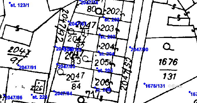 Parcela st. 204 v KÚ Soběšice u Sušice, Katastrální mapa