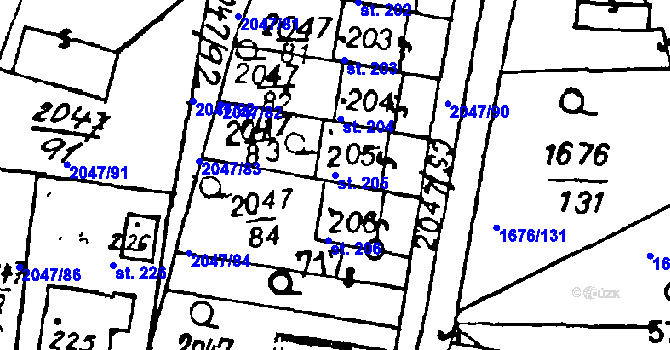 Parcela st. 205 v KÚ Soběšice u Sušice, Katastrální mapa