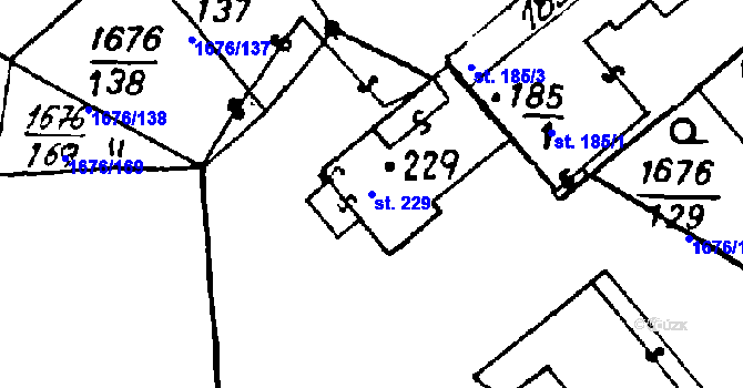 Parcela st. 229 v KÚ Soběšice u Sušice, Katastrální mapa