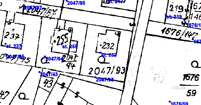 Parcela st. 232 v KÚ Soběšice u Sušice, Katastrální mapa