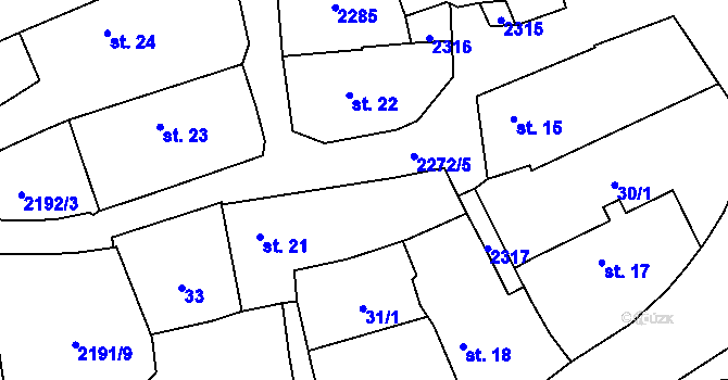 Parcela st. 2272/15 v KÚ Soběšice u Sušice, Katastrální mapa