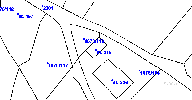 Parcela st. 275 v KÚ Soběšice u Sušice, Katastrální mapa