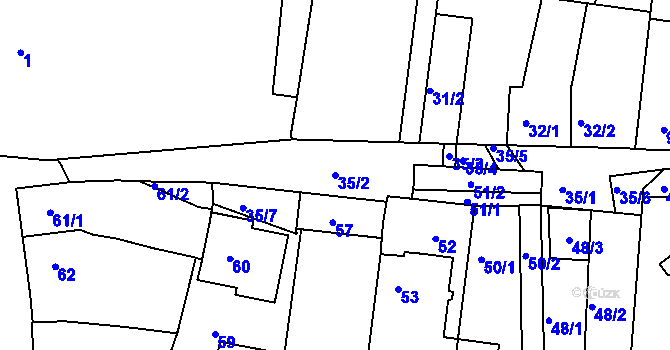 Parcela st. 35/2 v KÚ Soběšice, Katastrální mapa