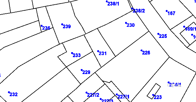 Parcela st. 231 v KÚ Soběšice, Katastrální mapa