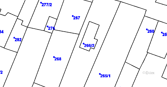 Parcela st. 266/2 v KÚ Soběšice, Katastrální mapa