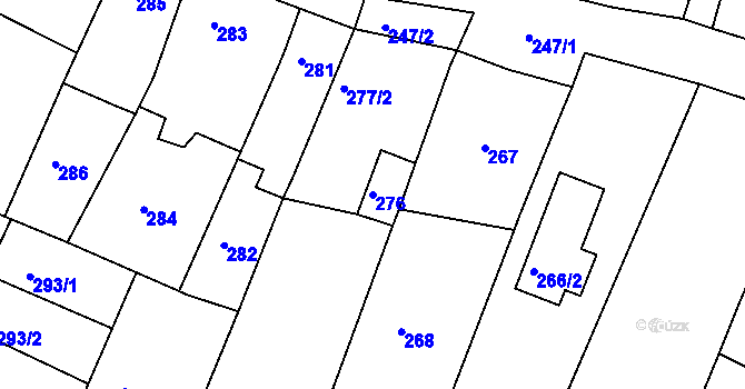 Parcela st. 276 v KÚ Soběšice, Katastrální mapa