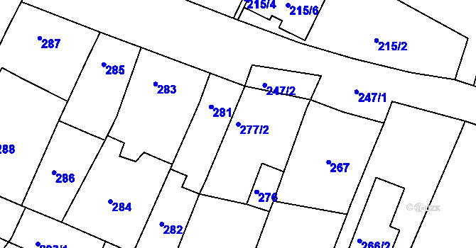 Parcela st. 277/2 v KÚ Soběšice, Katastrální mapa