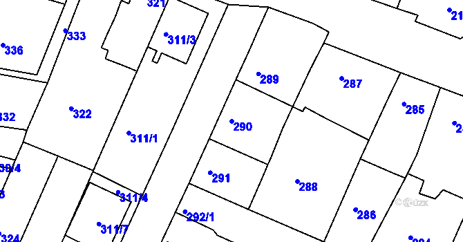 Parcela st. 290 v KÚ Soběšice, Katastrální mapa