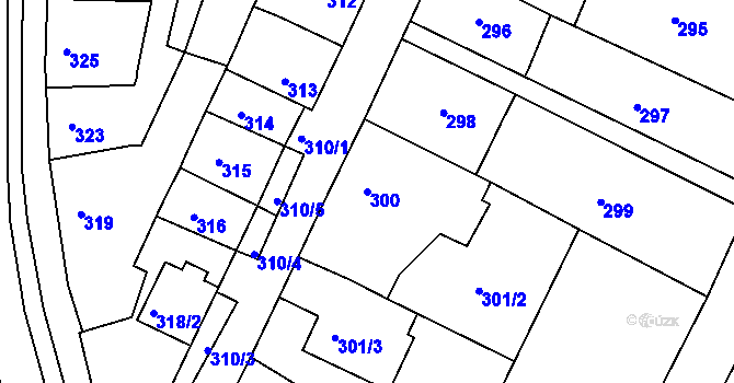 Parcela st. 300 v KÚ Soběšice, Katastrální mapa
