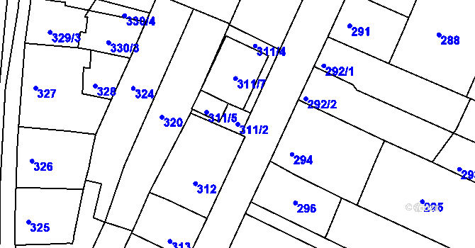 Parcela st. 311/2 v KÚ Soběšice, Katastrální mapa