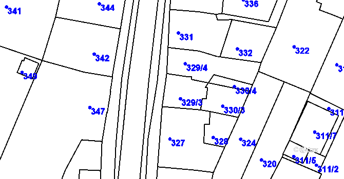Parcela st. 329 v KÚ Soběšice, Katastrální mapa