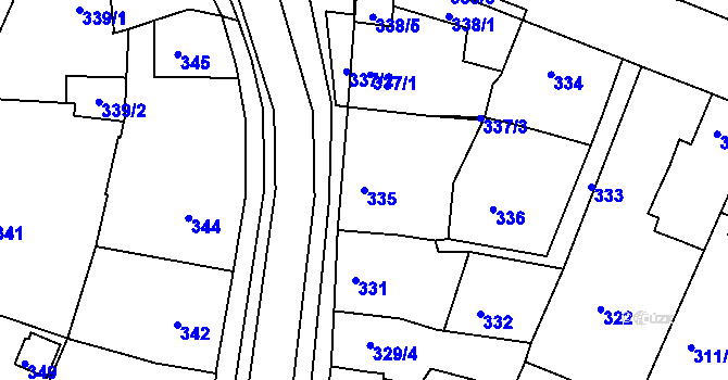 Parcela st. 335 v KÚ Soběšice, Katastrální mapa