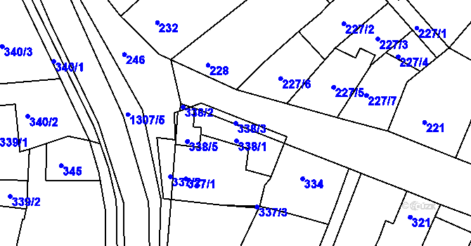 Parcela st. 338/3 v KÚ Soběšice, Katastrální mapa