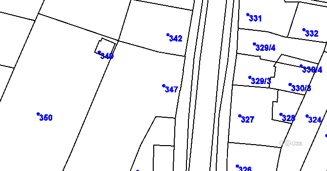 Parcela st. 347 v KÚ Soběšice, Katastrální mapa