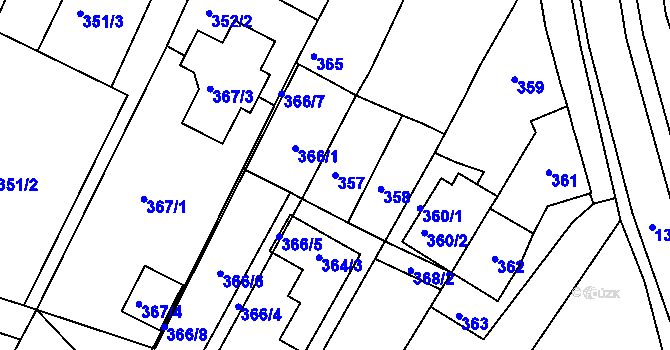 Parcela st. 357 v KÚ Soběšice, Katastrální mapa