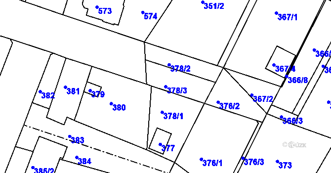 Parcela st. 378/3 v KÚ Soběšice, Katastrální mapa