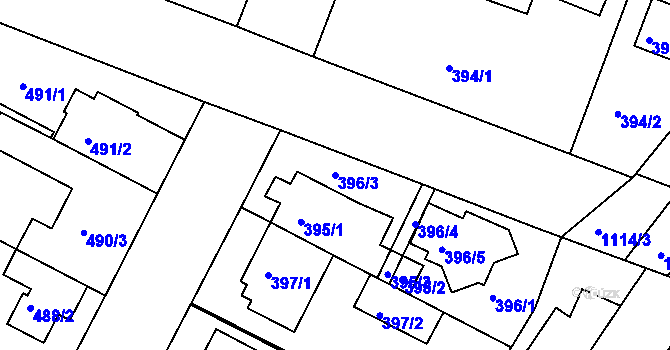 Parcela st. 396/3 v KÚ Soběšice, Katastrální mapa
