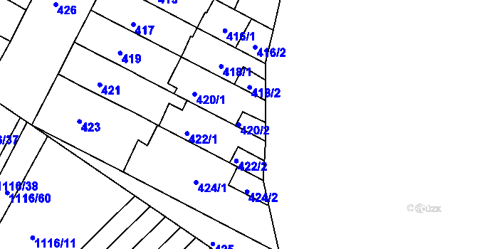 Parcela st. 420/2 v KÚ Soběšice, Katastrální mapa