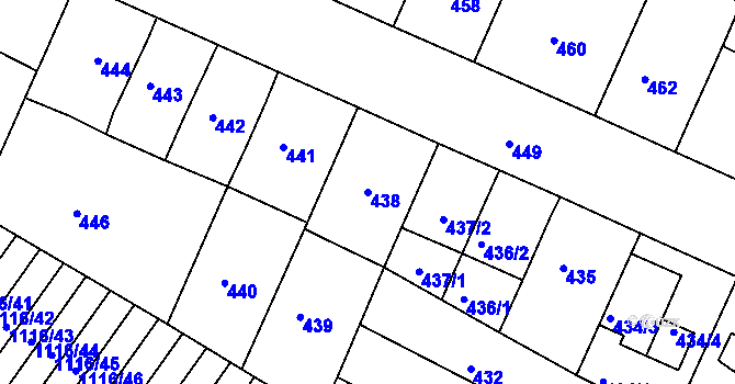 Parcela st. 438 v KÚ Soběšice, Katastrální mapa