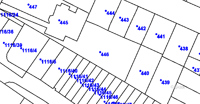Parcela st. 446 v KÚ Soběšice, Katastrální mapa