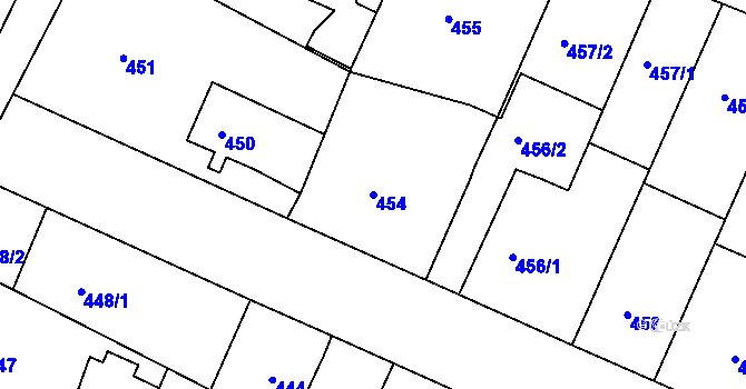Parcela st. 454 v KÚ Soběšice, Katastrální mapa