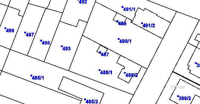 Parcela st. 487 v KÚ Soběšice, Katastrální mapa