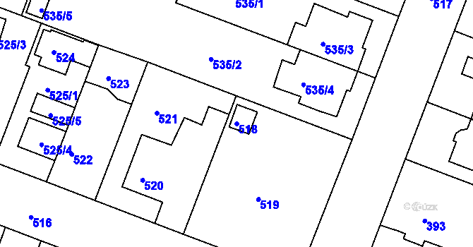Parcela st. 518 v KÚ Soběšice, Katastrální mapa