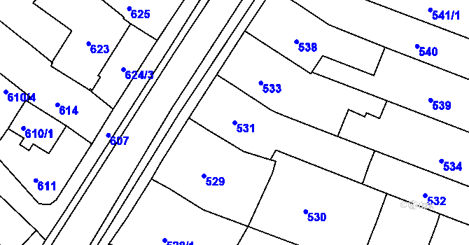 Parcela st. 531 v KÚ Soběšice, Katastrální mapa