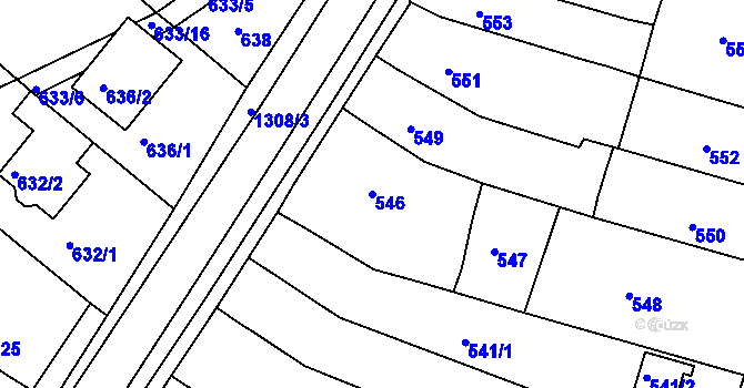 Parcela st. 546 v KÚ Soběšice, Katastrální mapa