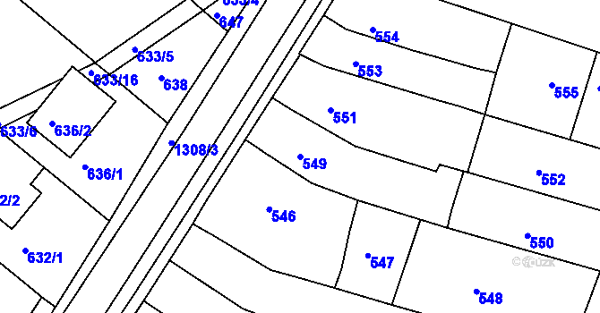 Parcela st. 549 v KÚ Soběšice, Katastrální mapa