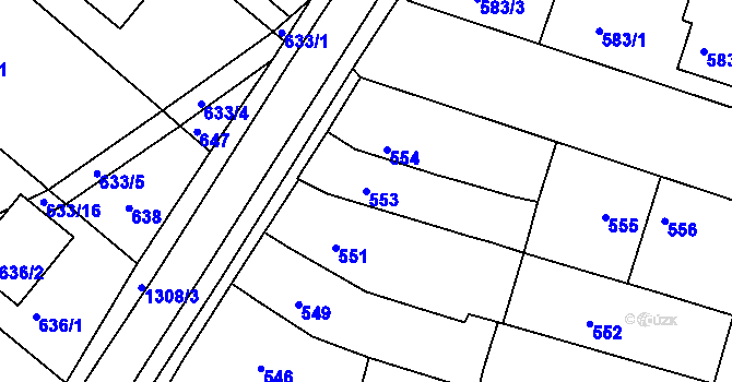 Parcela st. 553 v KÚ Soběšice, Katastrální mapa