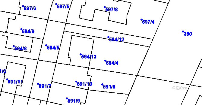 Parcela st. 594/4 v KÚ Soběšice, Katastrální mapa